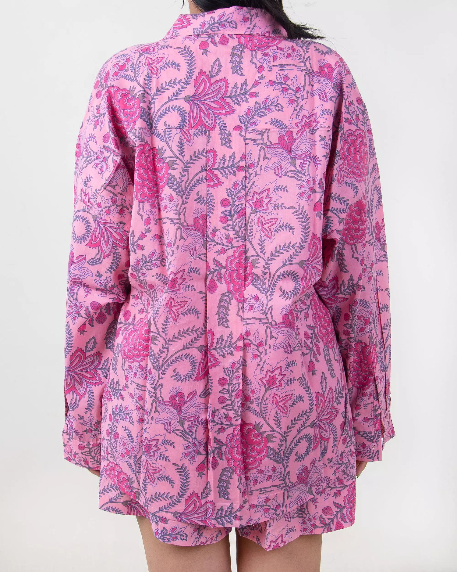 Indian Block Printed Pink Floral Cotton Women&
