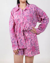 Indian Block Printed Pink Floral Cotton Women&