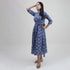 Indian Blue Floral Cotton Midi Dress For Women&