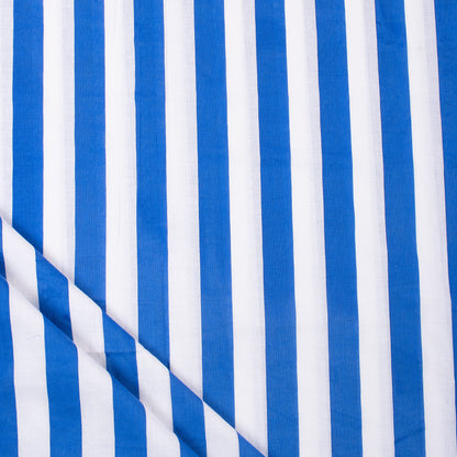 Indian Blue Striped Organic Cotton Hand Block Print Fabric