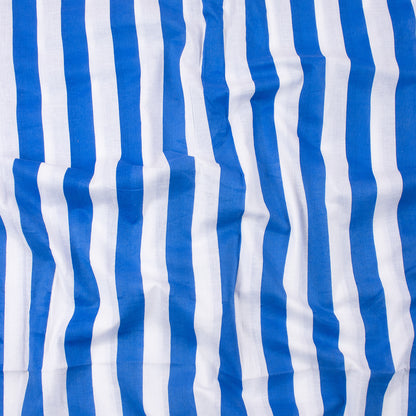 Indian Blue Striped Organic Cotton Hand Block Print Fabric