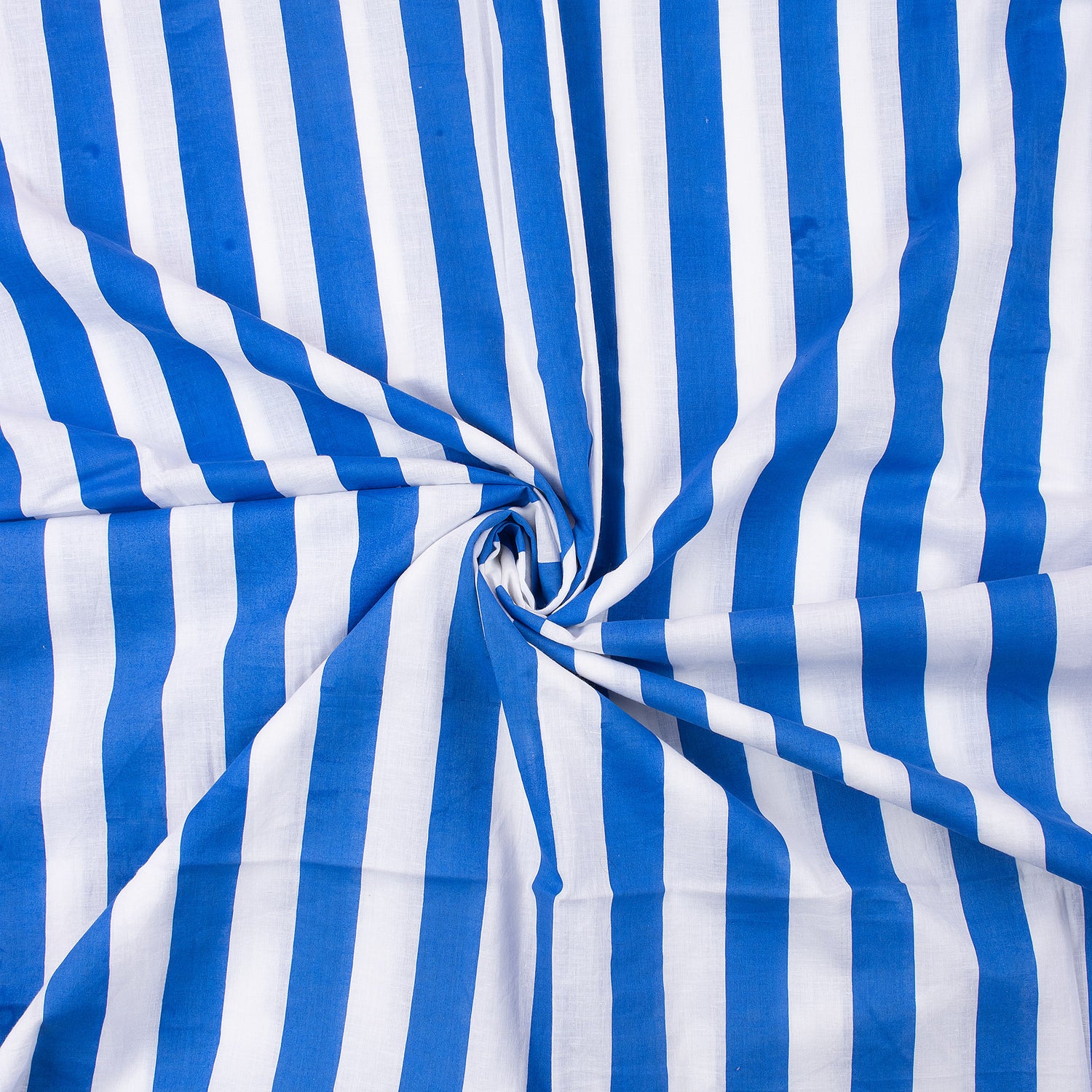 Indian Blue Striped Organic Cotton Hand Block Print Fabric