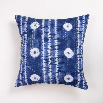 Indian Blue Tie Dye Pure Cotton Kantha Quilted Cushion Cover