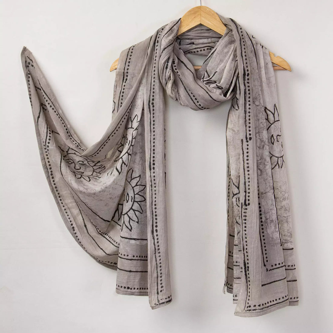 Indian Brown Cotton Dupatta Hand Block Printed Online