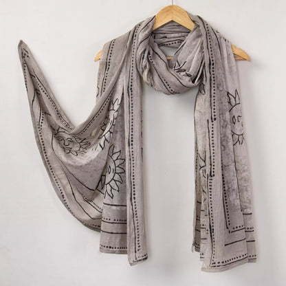Indian Brown Cotton Dupatta Hand Block Printed Online