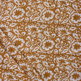 Indian Brown Floral Cotton Hand Block Printed Fabric