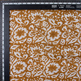Indian Brown Floral Cotton Hand Block Printed Fabric