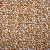 Indian Brown Floral Cotton Hand Block Printed Fabric