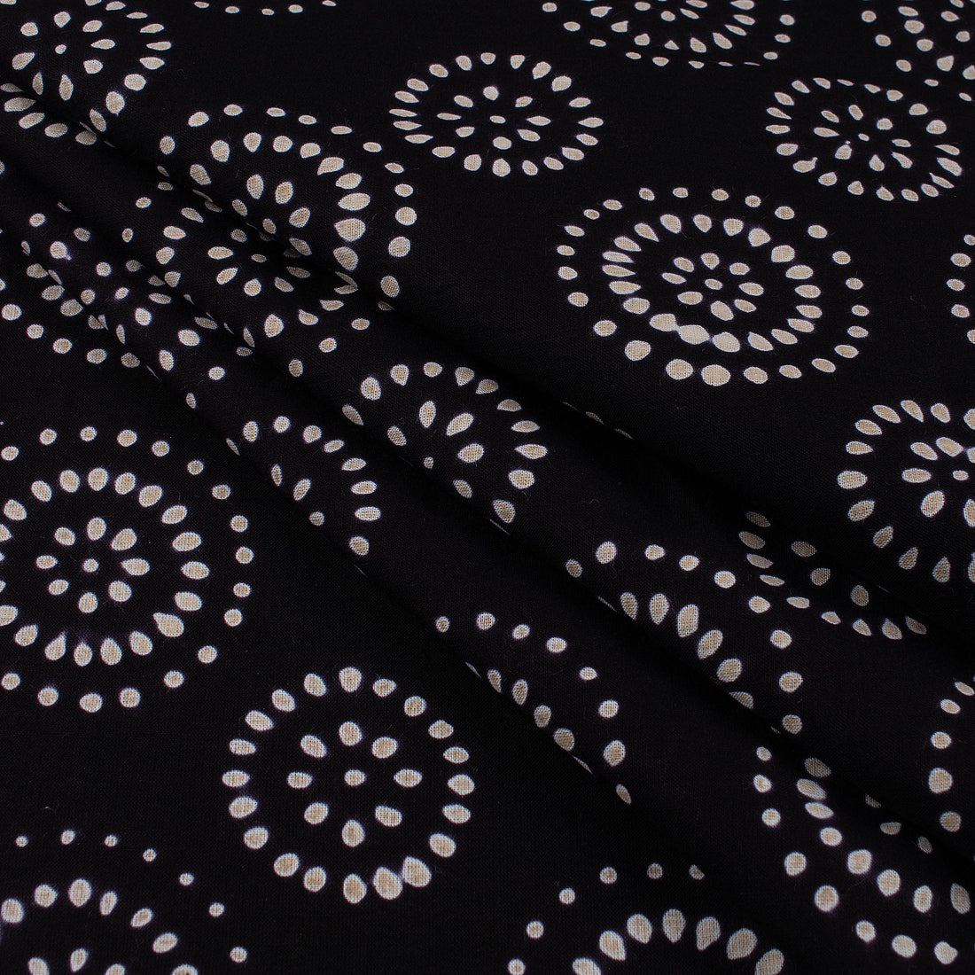 Indian Cotton Hand Block Organic Cotton Fabric Black and White
