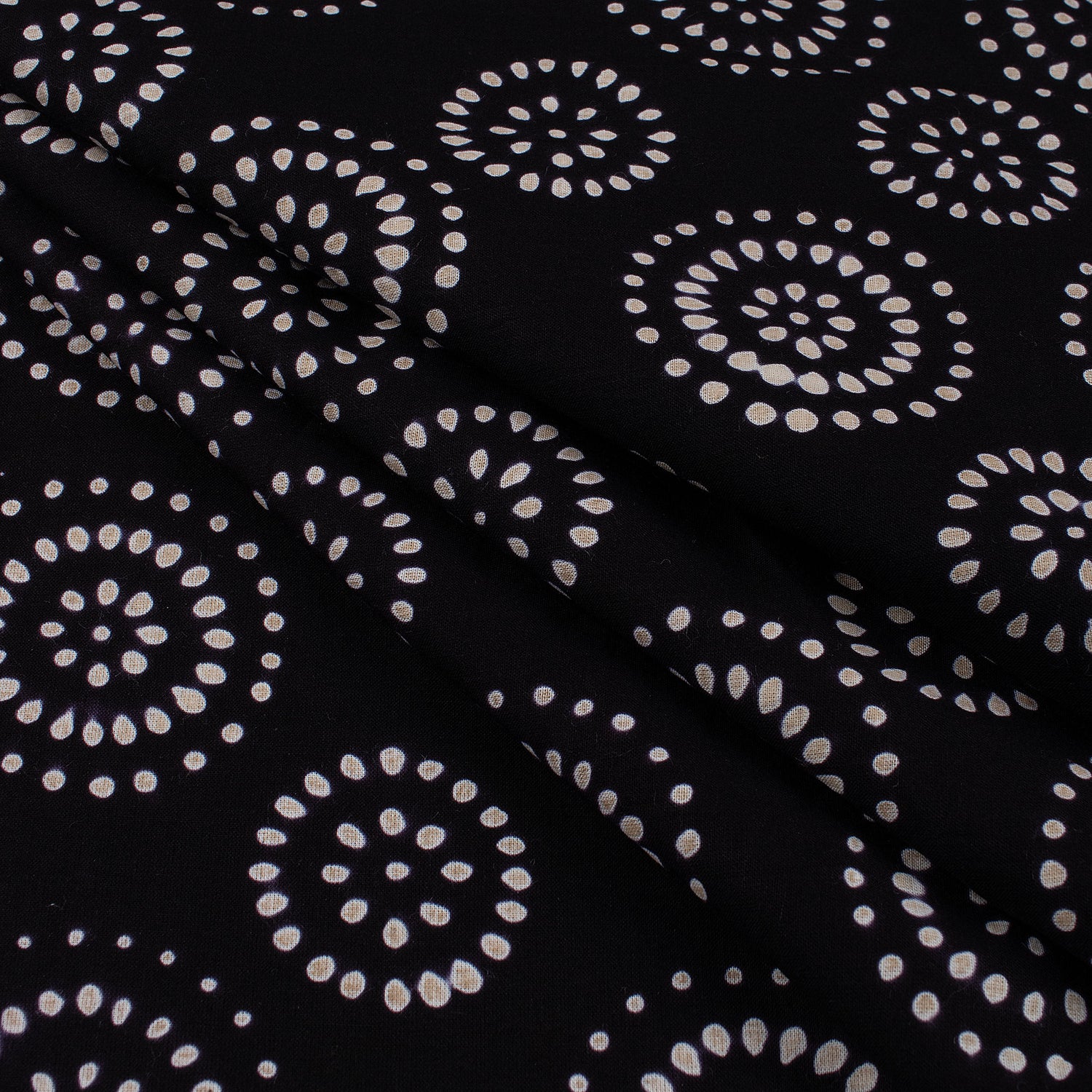 Indian Cotton Hand Block Organic Cotton Fabric Black and White