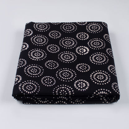 Indian Cotton Hand Block Organic Cotton Fabric Black and White