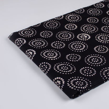 Indian Cotton Hand Block Organic Cotton Fabric Black and White