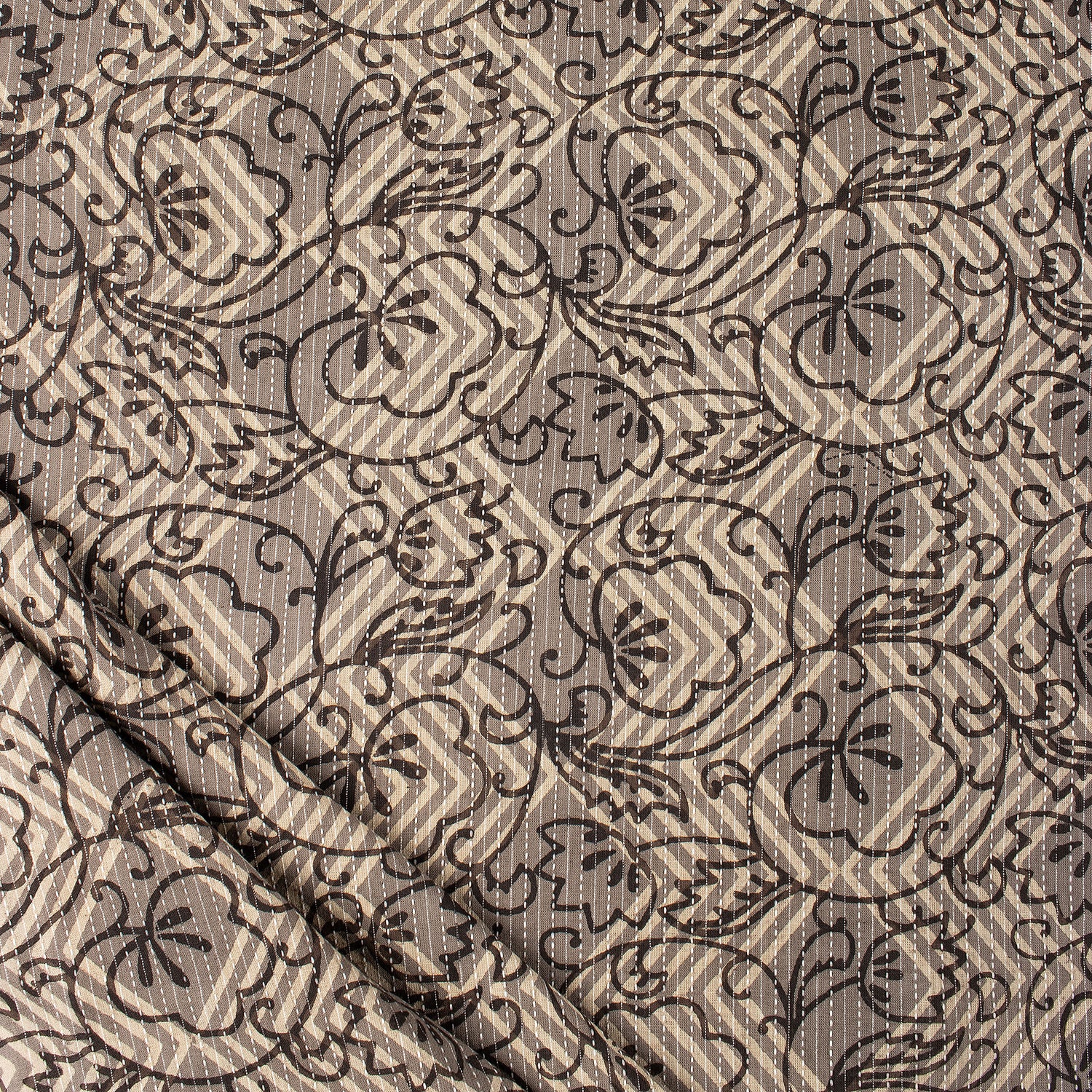 Indian Dabu Hand Block Printed Kantha Fabric by the Yard