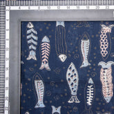 Indian Fish Indigo Hand Block Print Cotton Fabric
