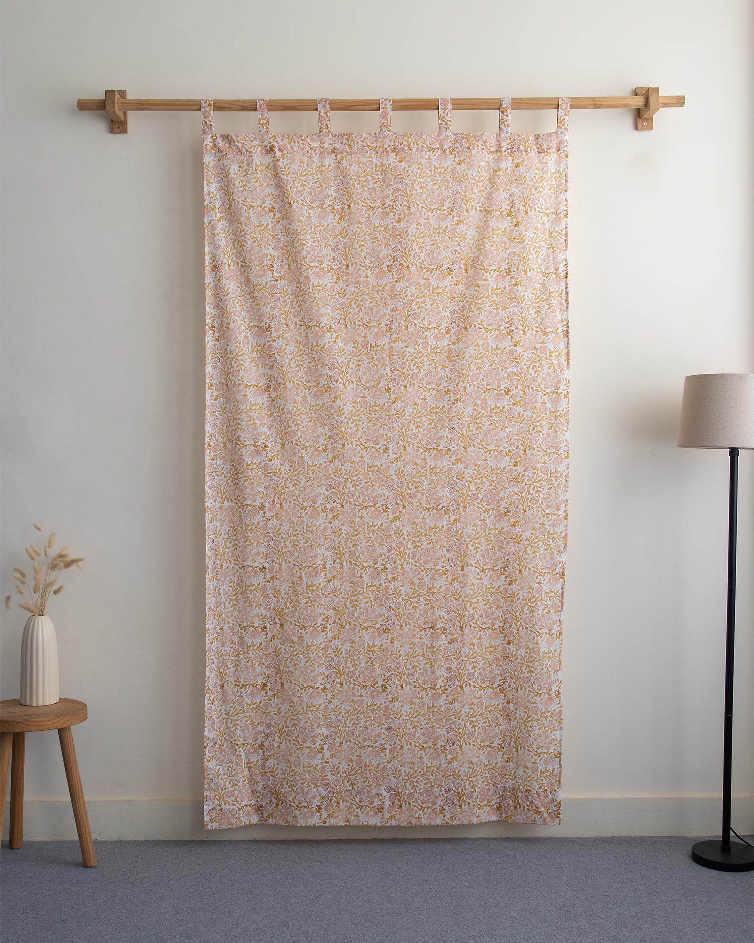 Indian Floral Block Printed Curtains Set for Home 