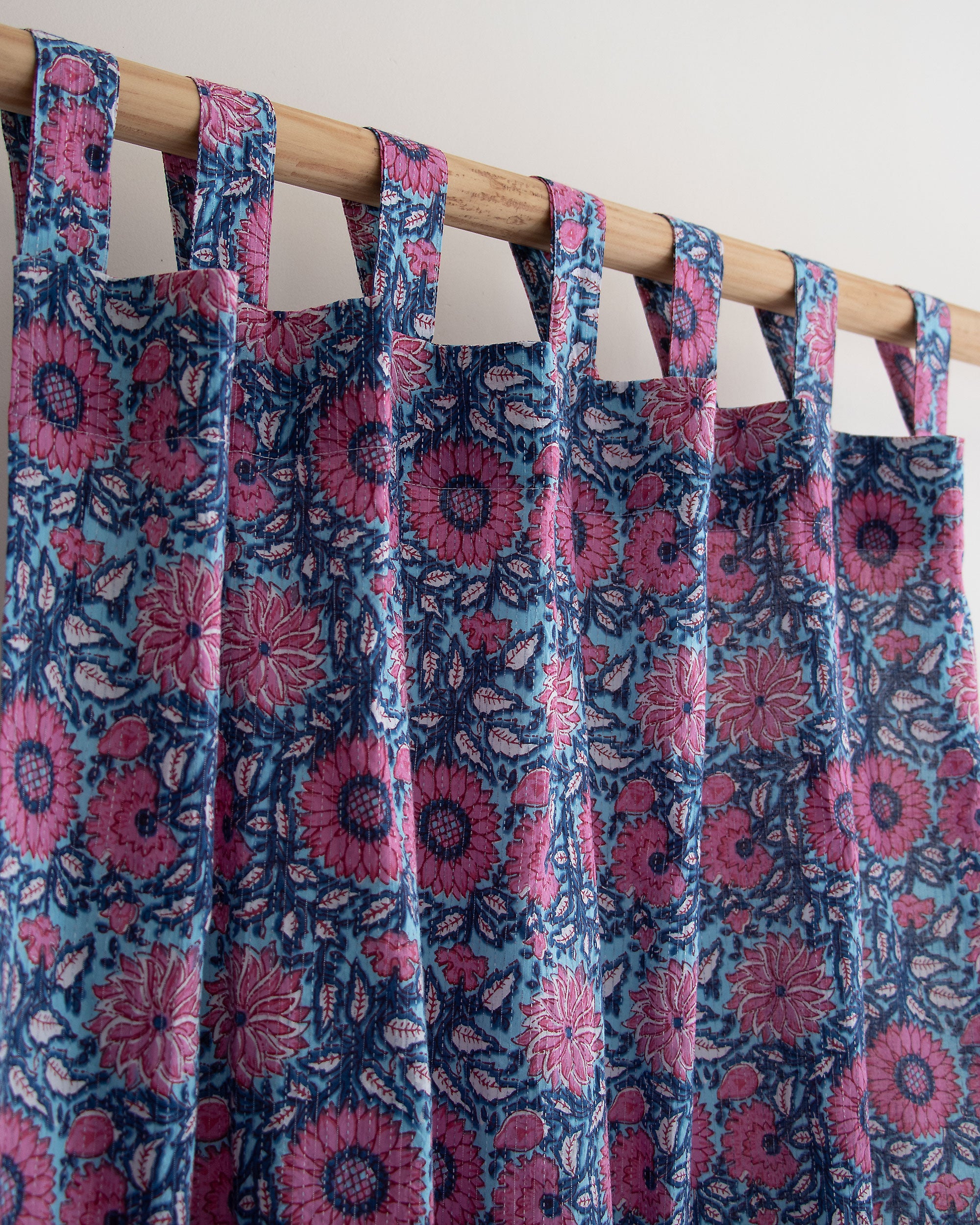 Indian Floral Block Printed Organic Cotton Curtains