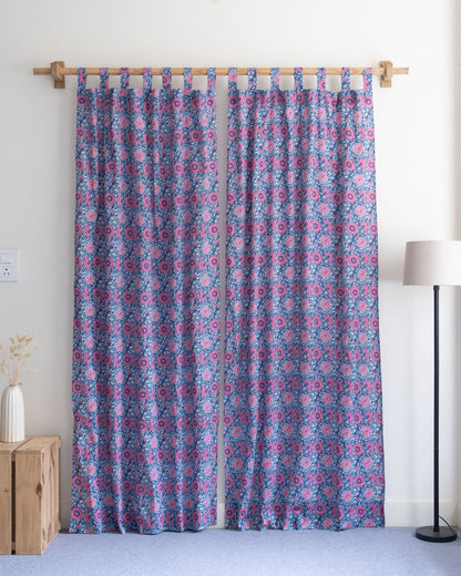 Indian Floral Block Printed Organic Cotton Curtains