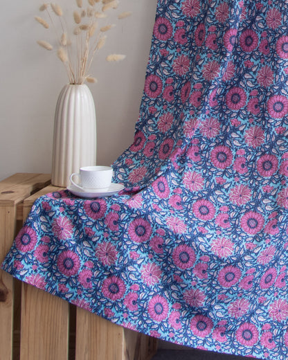 Indian Floral Block Printed Organic Cotton Curtains