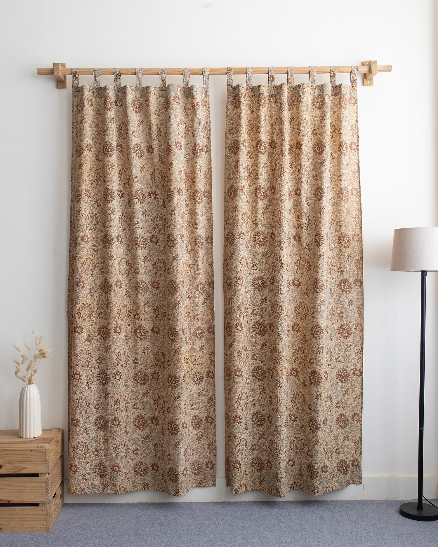 Indian Floral Block Printed Pure Cotton Curtain Online