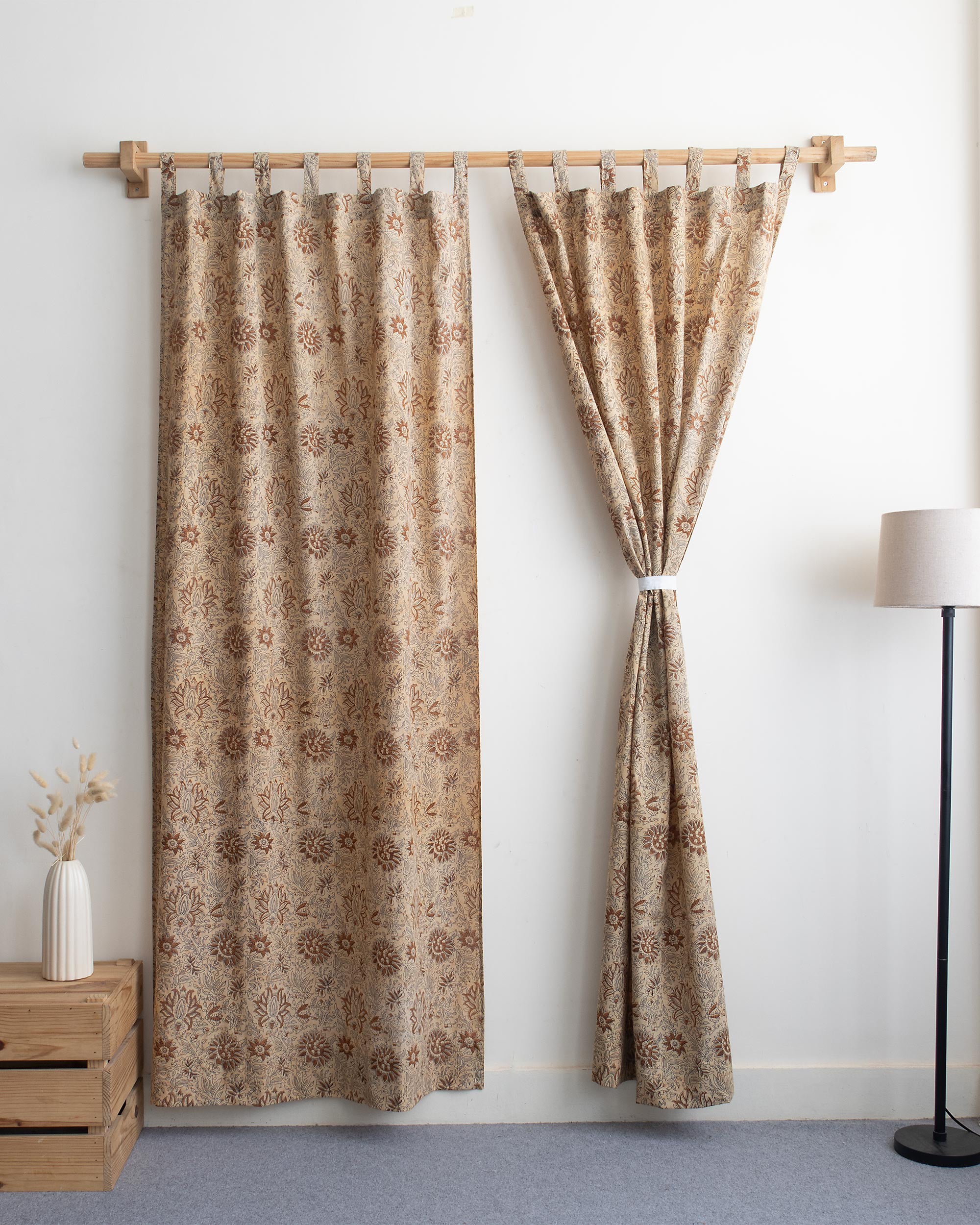 Indian Floral Block Printed Pure Cotton Curtain Online