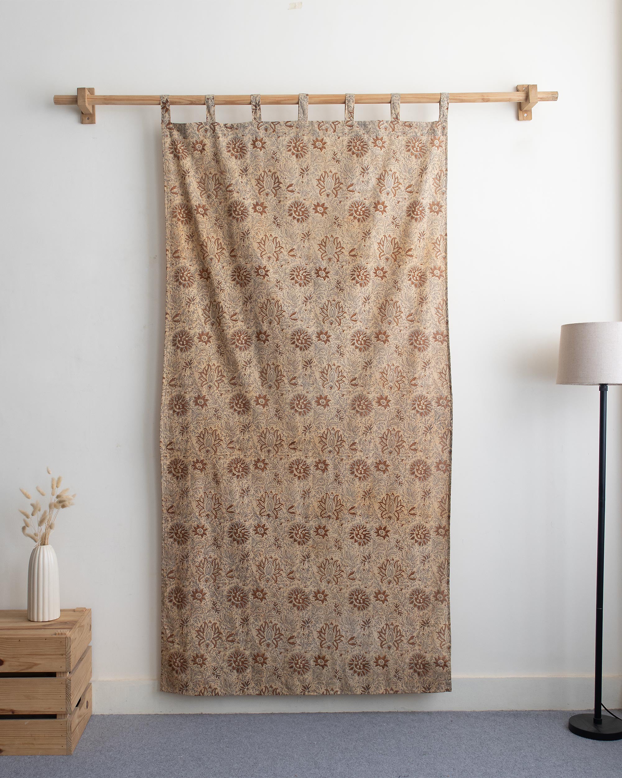 Indian Floral Block Printed Pure Cotton Curtain Online