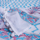 Indian Hand Block Blue Zig Zag Beach Sarog Wrap For Women