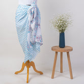 Indian Hand Block Blue Zig Zag Beach Sarog Wrap For Women