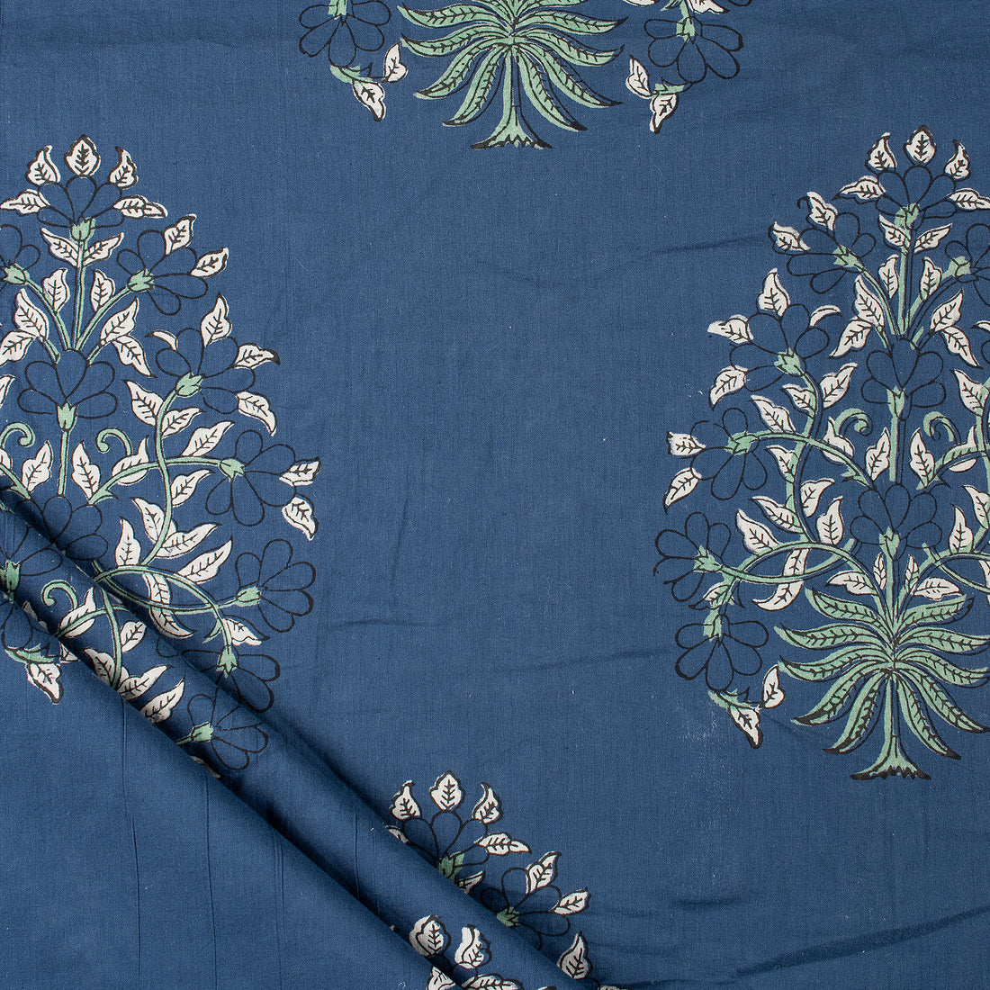 Indian Hand Block Boota Printed Discharge Fabric