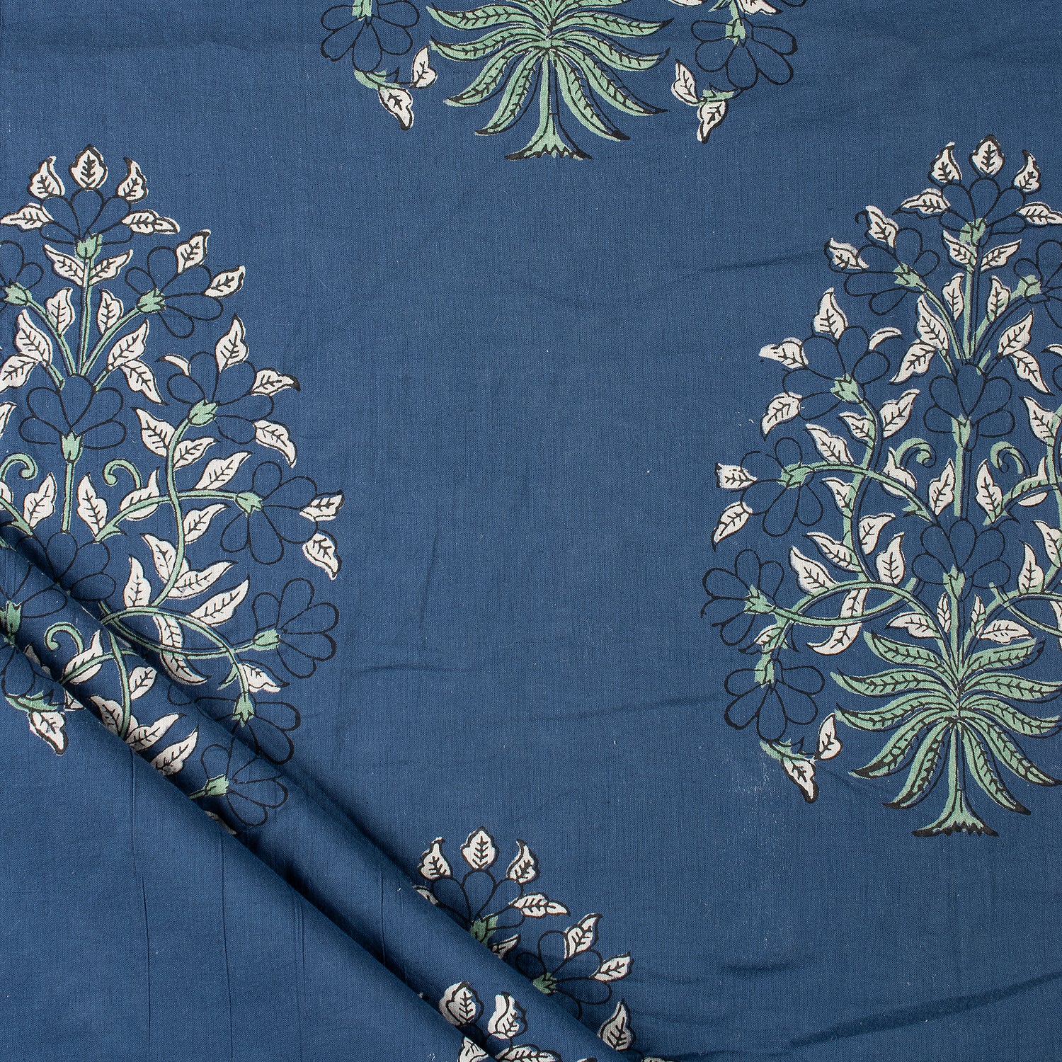 Indian Hand Block Boota Printed Discharge Fabric