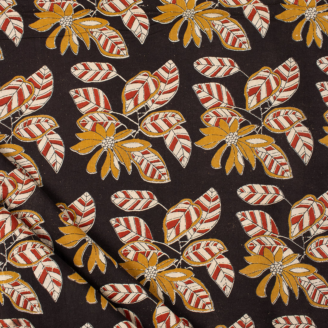 Indian Hand Block Leaf Printed Bagru Fabric