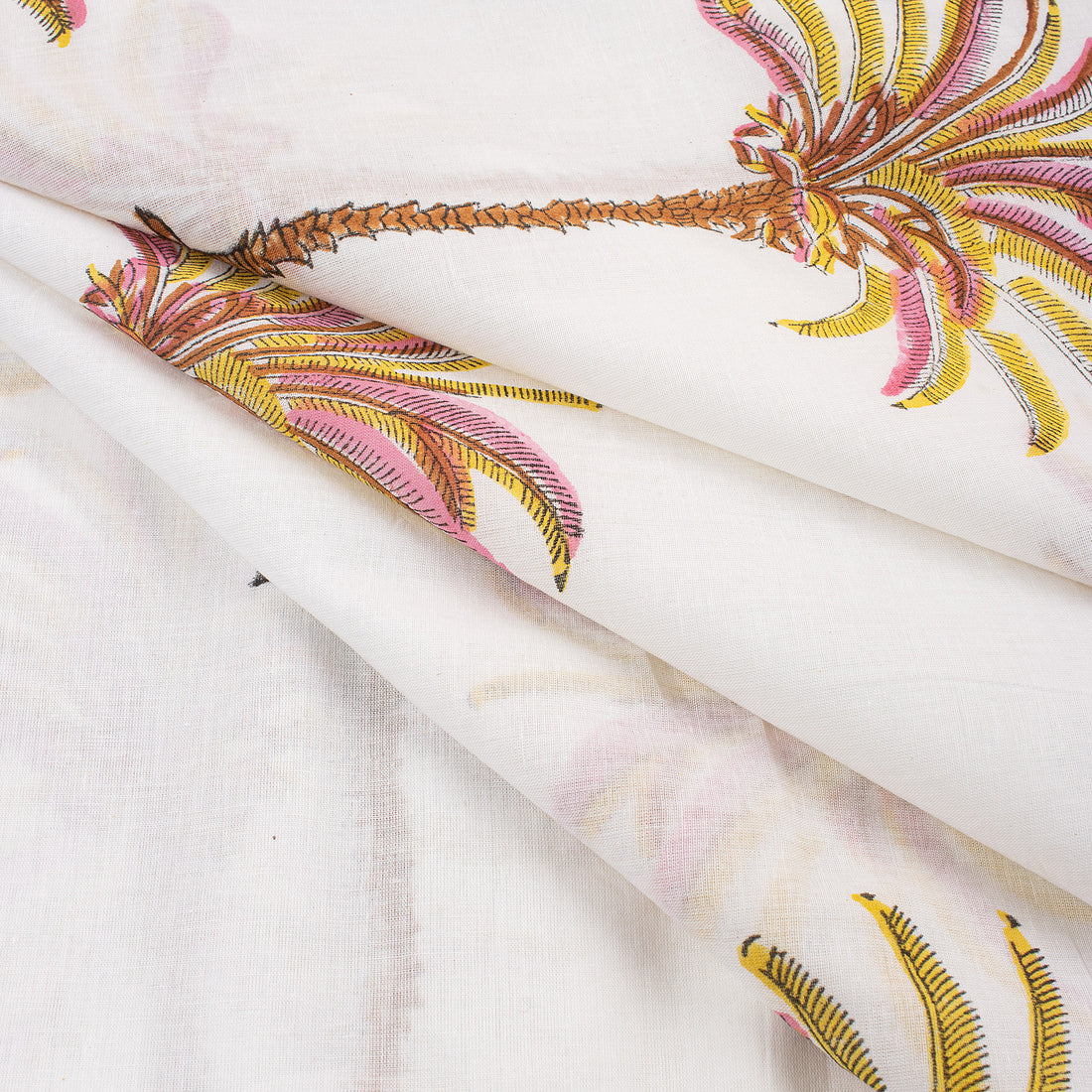 Indian Hand Block Palm Print Pure Cotton Running Fabric