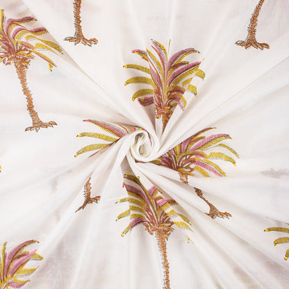 Indian Hand Block Palm Print Pure Cotton Running Fabric
