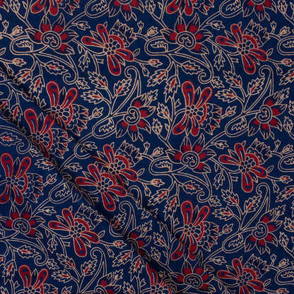 Indian Hand Block Printed Ajrakh Dress Fabric