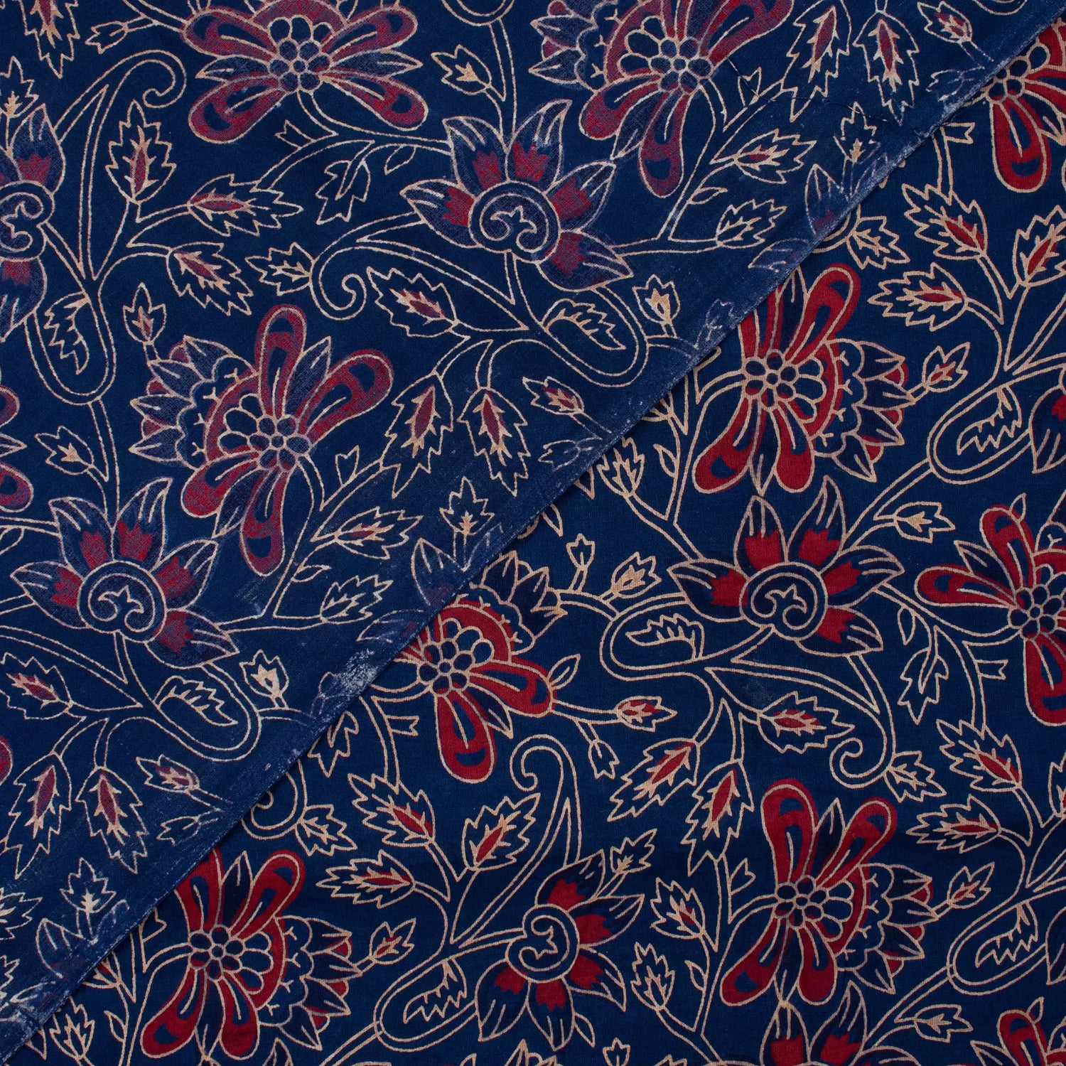 Indian Hand Block Printed Ajrakh Dress Fabric
