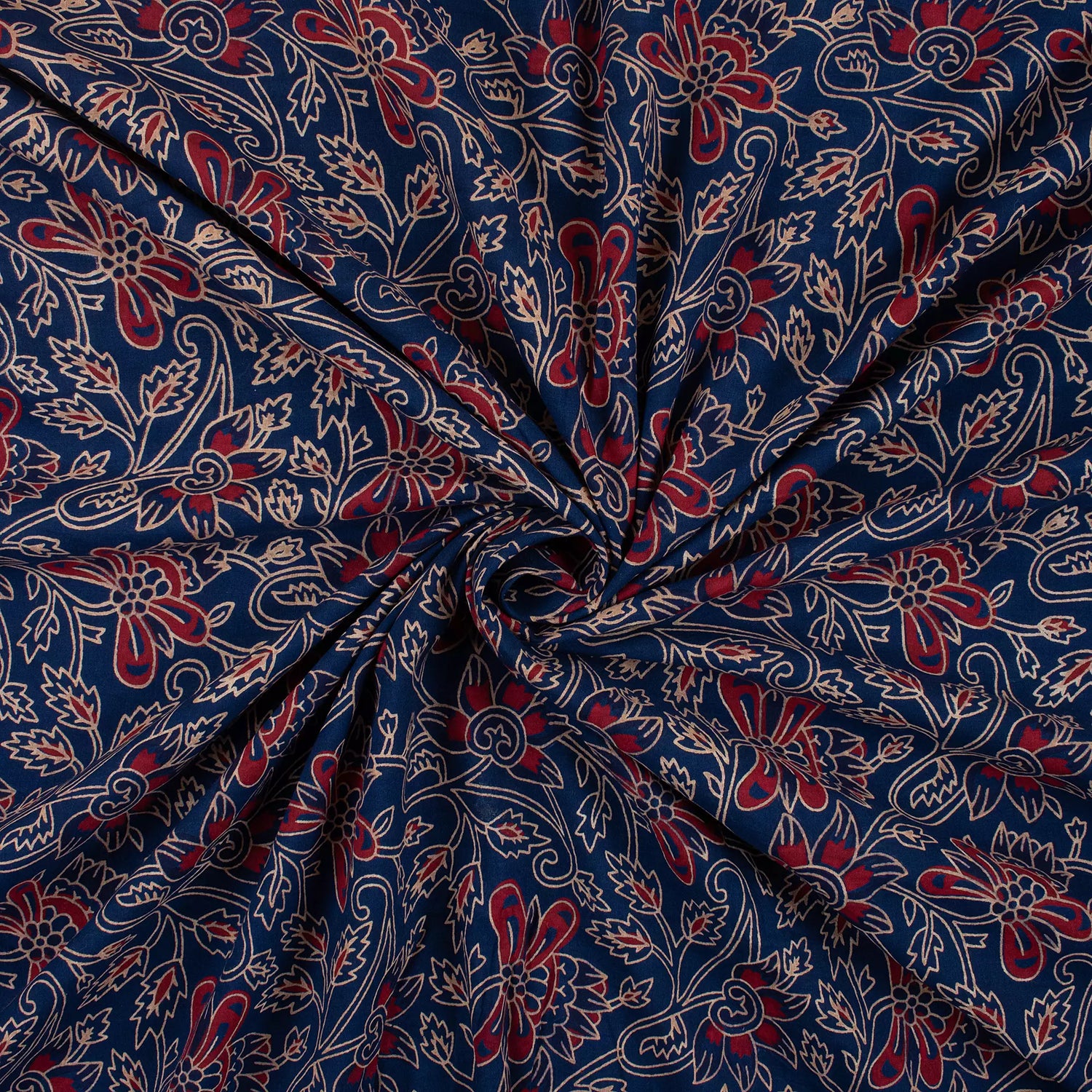 Indian Hand Block Printed Ajrakh Dress Fabric