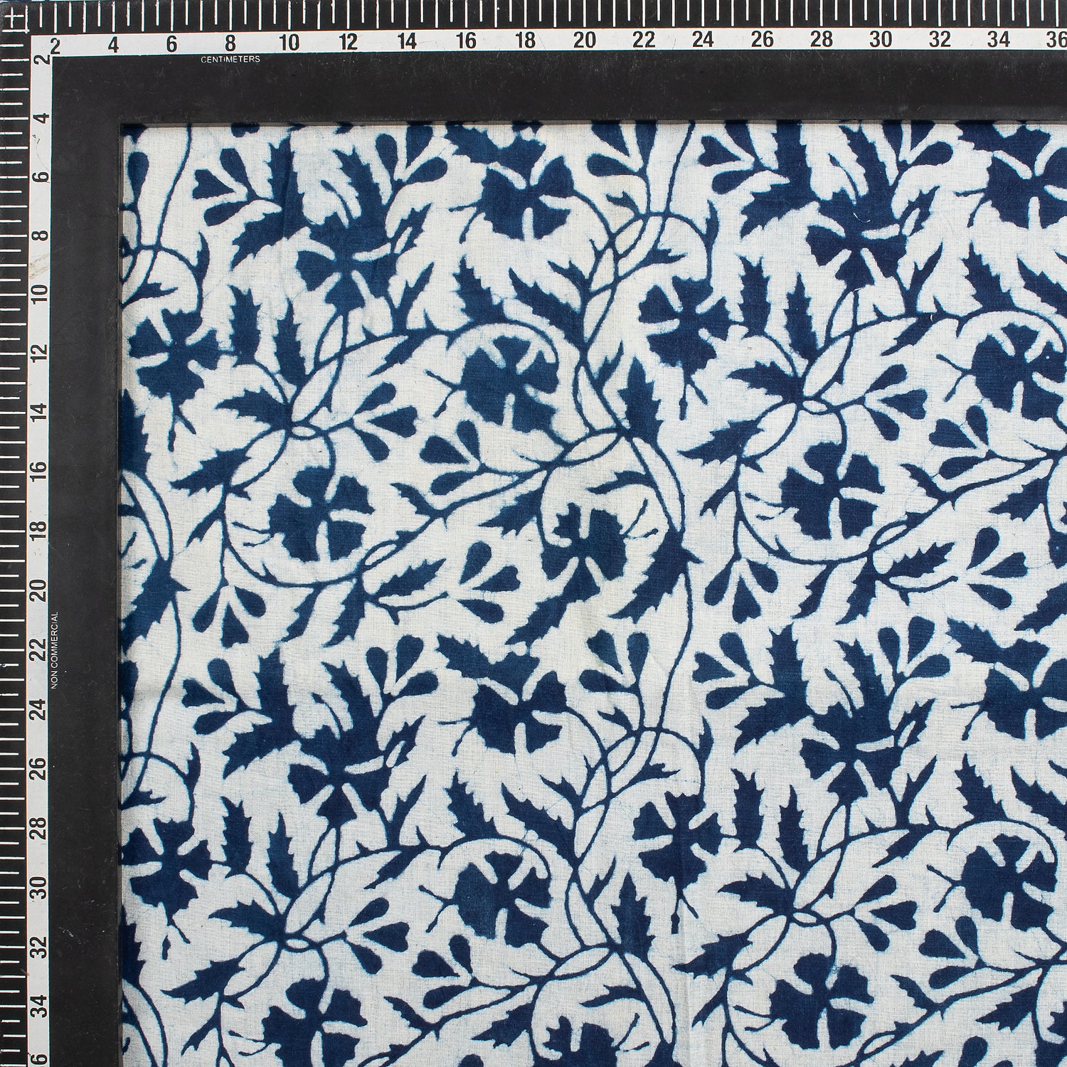 Indian Hand Block Printed Cotton Indigo Running Fabric