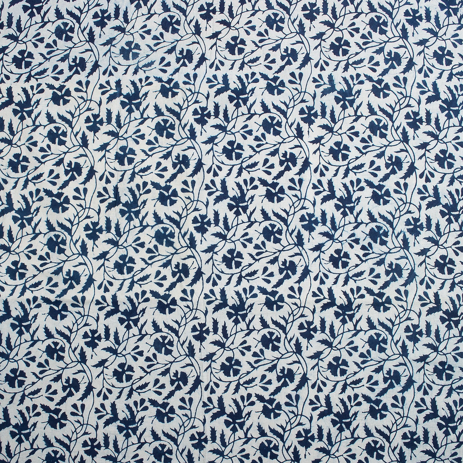 Indian Hand Block Printed Cotton Indigo Running Fabric