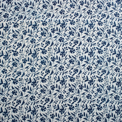 Indian Hand Block Printed Cotton Indigo Running Fabric