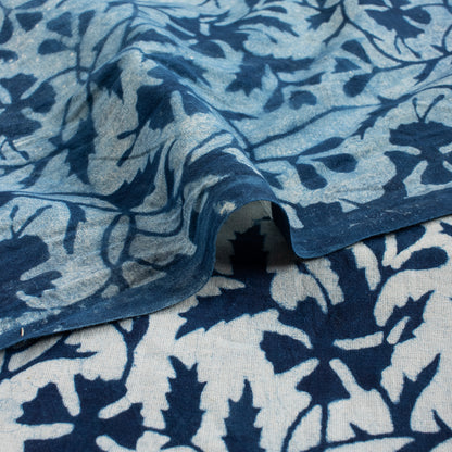 Indian Hand Block Printed Cotton Indigo Running Fabric