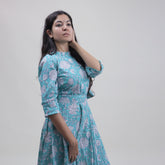 Indian Hand Block Printed Cotton Womens Midi Dress