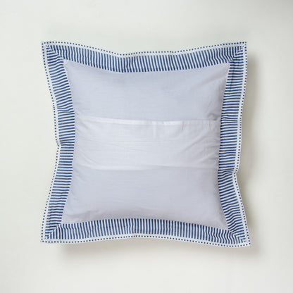 Indian Hand Kantha Stitched Cotton Blue Stirped Pillow Covers