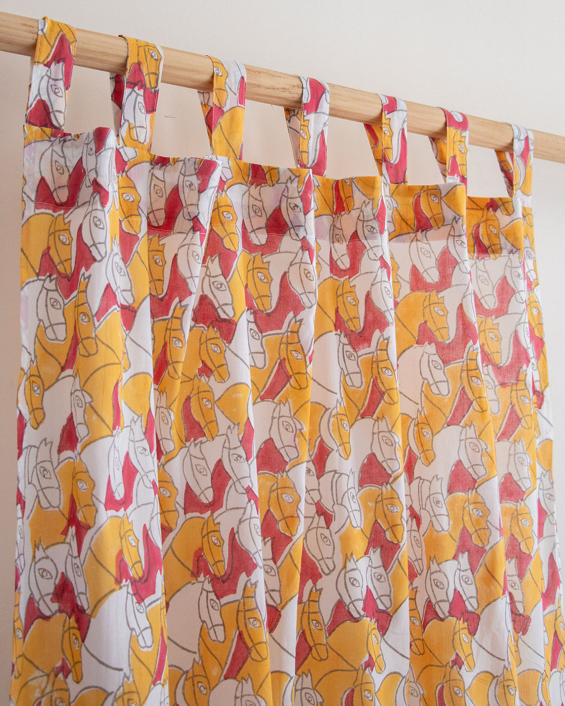 Indian Horse Block Printed Cotton Curtains Online