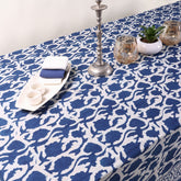 Indian Indigo Blue Hand Block Printed Cotton Dining Table Cover