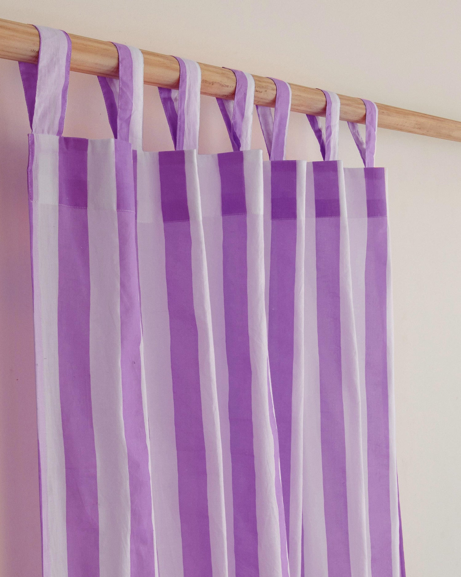 Indian Lavender Purple Striped Organic Cotton Curtains
