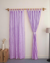 Indian Lavender Purple Striped Organic Cotton Curtains