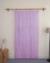 Indian Lavender Purple Striped Organic Cotton Curtains