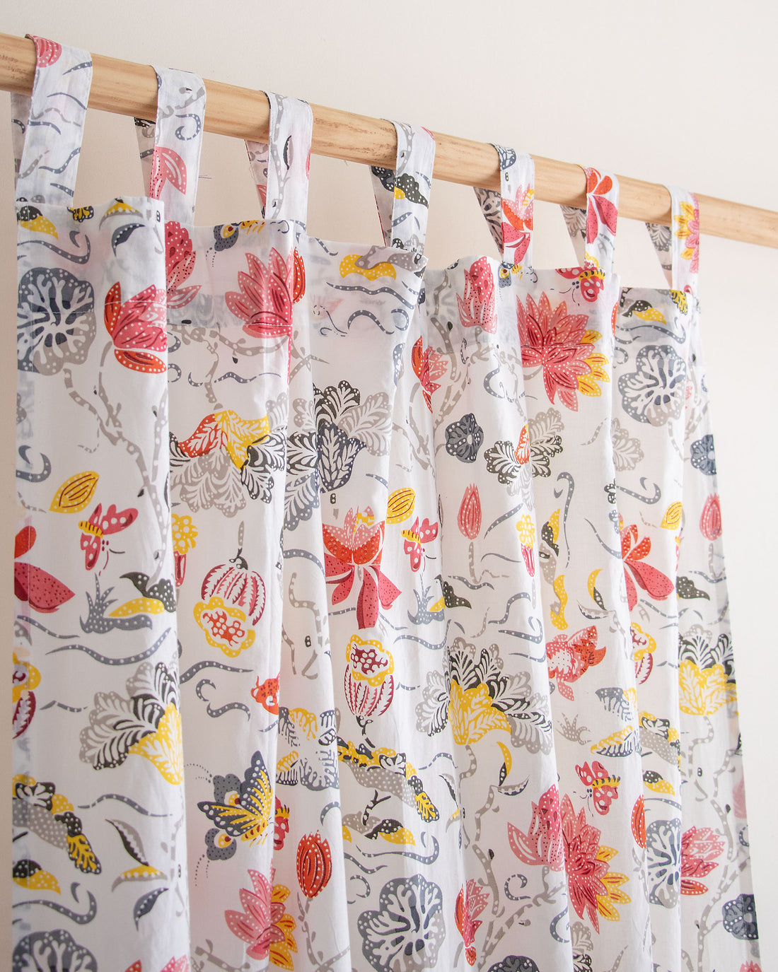 Indian Multicolor Floral Block Printed Cotton Curtain
