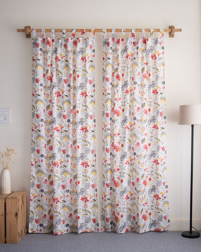 Indian Multicolor Floral Block Printed Cotton Curtain