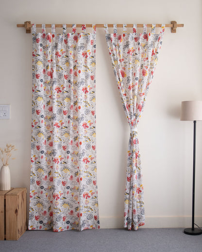 Indian Multicolor Floral Block Printed Cotton Curtain