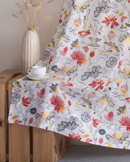 Indian Multicolor Floral Block Printed Cotton Curtain